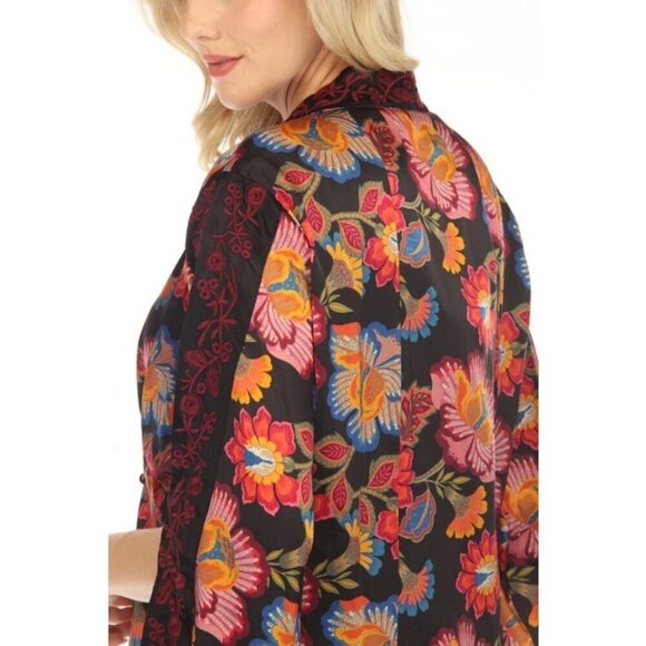 💕JOHNNY WAS WORKSHOP💕 Sedonia Kimono 100% Silk ~ Floral Print XS NWOT - Picture 5 of 16